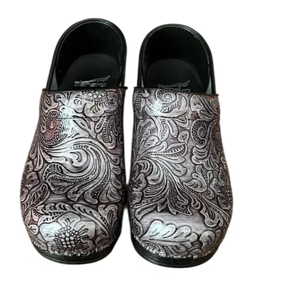 DANSKO Professional Tooled Grey Patent Clog 40 US 9.5-10 Leather Comfort Shoes - Picture 6 of 17